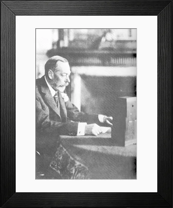 Framed Print : 1932 - George V making a Christmas Day broadcast. He was the first British King to speak Framed Print : 1932 - George V making a Christmas Day broadcast. He was the first British King to speak