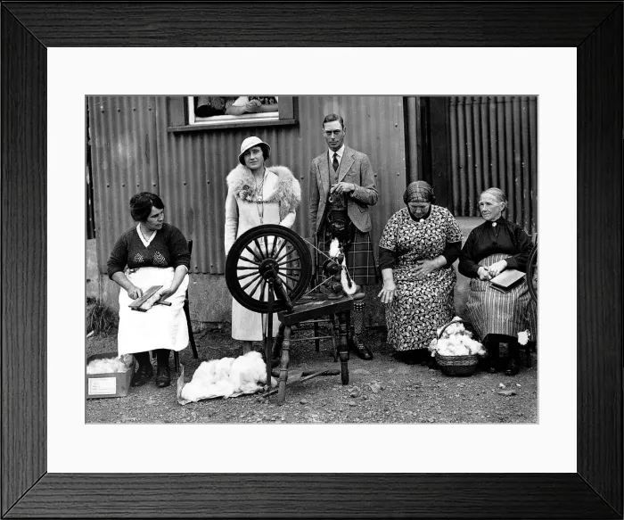 Framed Print : Queen Mother with King George VI 1937 spinning wheel