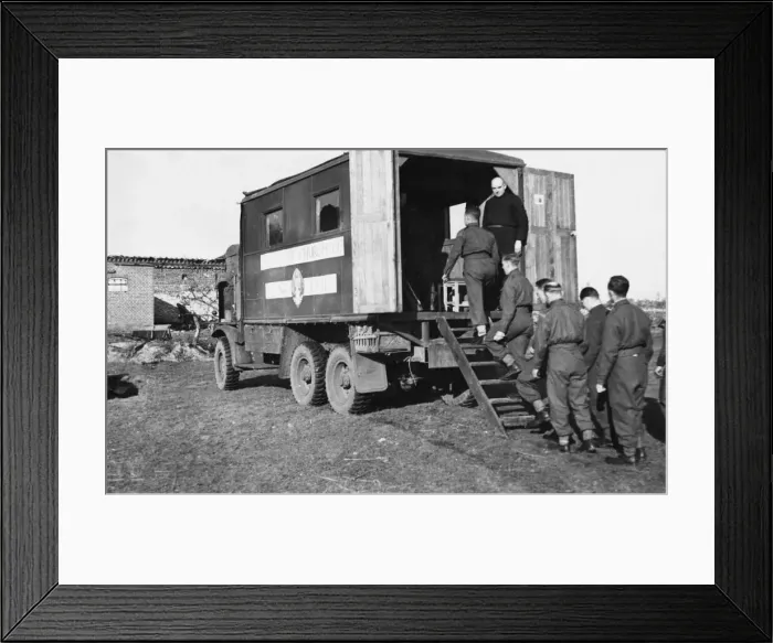 Framed Print : Church service. During the short lull in the fighting before Roermond - just over Framed Print : Church service. During the short lull in the fighting before Roermond - just over
