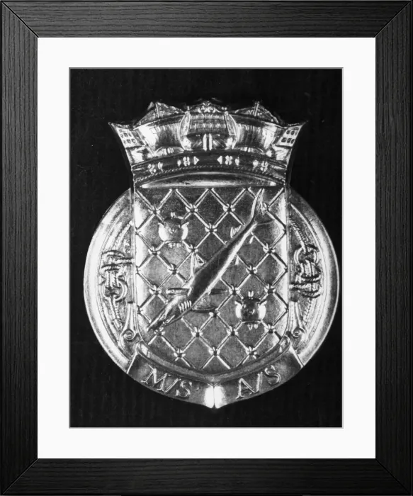 Framed Print : The badge worn by personnel of the HM Minesweepers. April 1945