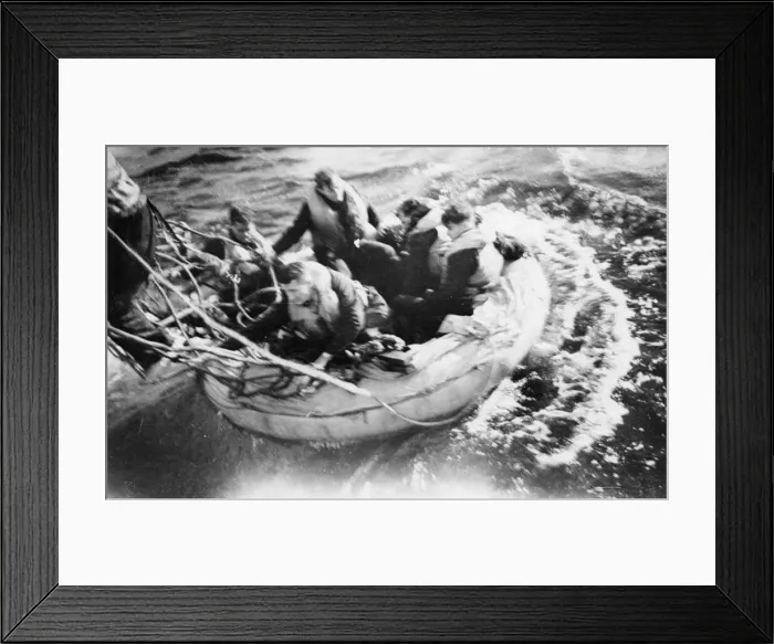 Framed Print : The crew of a Short Sunderland flying boat, shot down recently in the Bay of Biscay by a Framed Print : The crew of a Short Sunderland flying boat, shot down recently in the Bay of Biscay by a