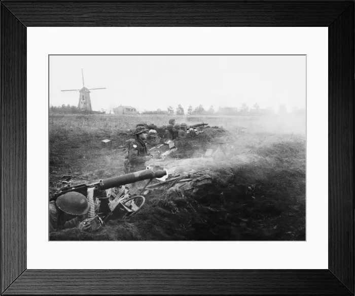 Framed Print : Following a recent counterattack by the Germans some British troops in Holland having Framed Print : Following a recent counterattack by the Germans some British troops in Holland having