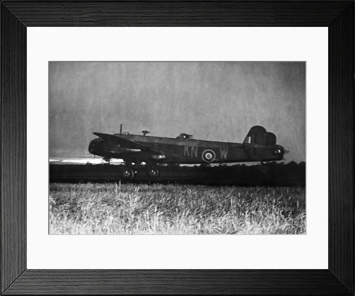 Framed Print : Scenes on an RAF Bomber Command Station as Halifax bombers take off to attack the German Framed Print : Scenes on an RAF Bomber Command Station as Halifax bombers take off to attack the German