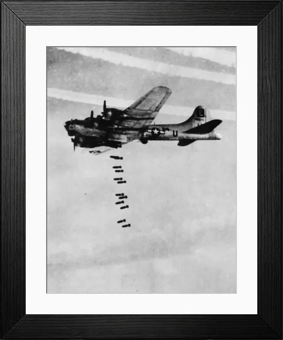 Framed Print : B-17 Flying Fortress bombers of the United States Army Eighth Air Force sent their bombs
