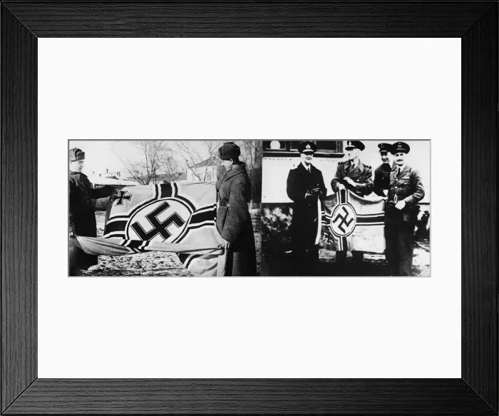 Framed Print : German flags captured by the 341st Reconnaissance Batallion of the 16th Motorised Framed Print : German flags captured by the 341st Reconnaissance Batallion of the 16th Motorised