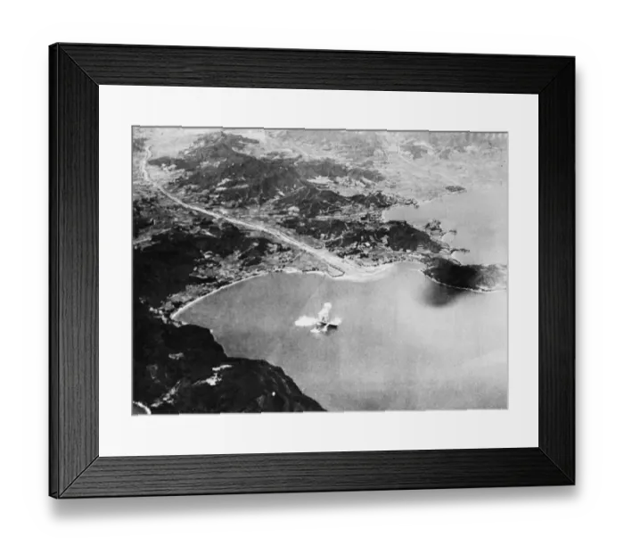 Framed Print : Japanese escort carrier hit bombed by a British Pacific Fleet task force near Takamatsu Framed Print : Japanese escort carrier hit bombed by a British Pacific Fleet task force near Takamatsu