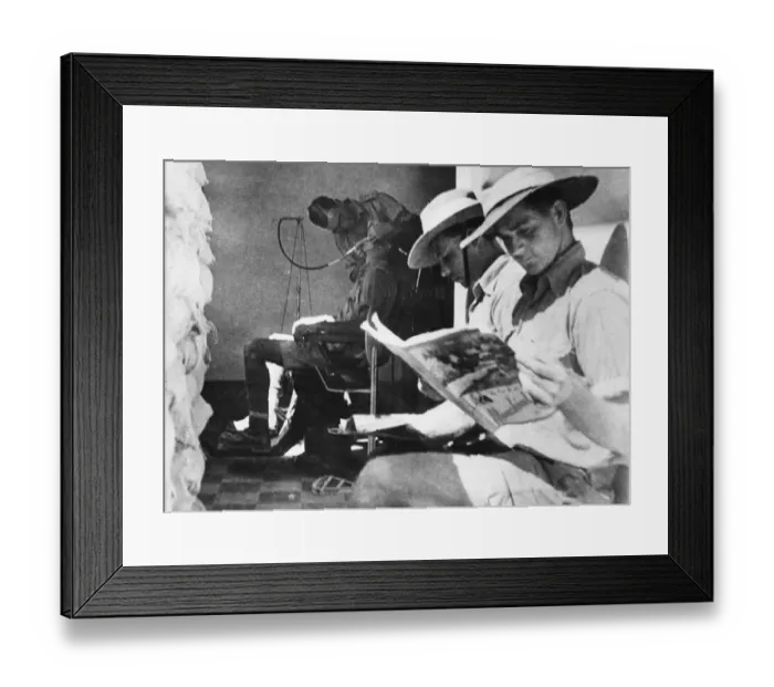 Framed Print : Life in a hospital in Tobruk. (Picture) Waiting their turn at the dentist