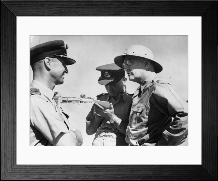 Framed Print : Major General J. H Burns (US Army) being interviewed by an R. A. F Framed Print : Major General J. H Burns (US Army) being interviewed by an R. A. F