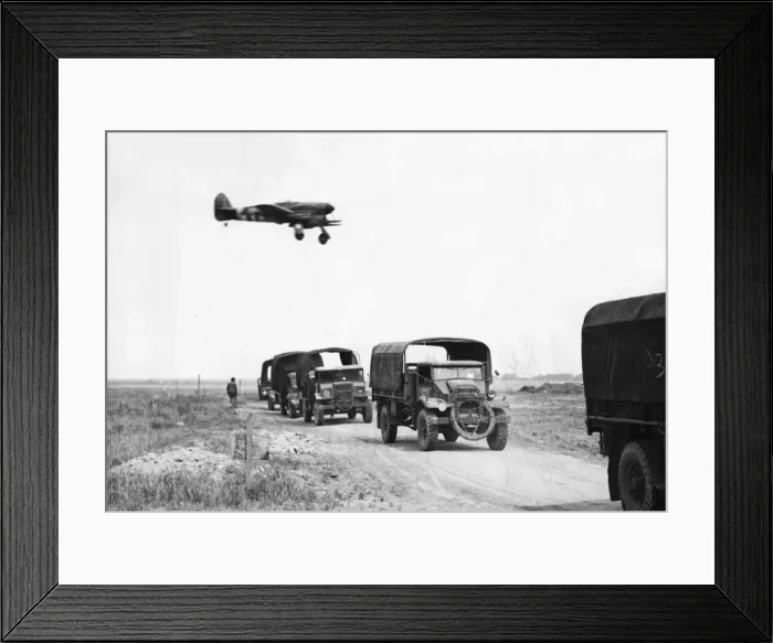 Framed Print : An RAF Typhoon aircraft patrolling the skies over a convoy after taking off from an