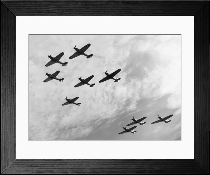 Framed Print : A formation of Hawker Hurricane fighters of Number 85 Squadron in search of enemy Framed Print : A formation of Hawker Hurricane fighters of Number 85 Squadron in search of enemy