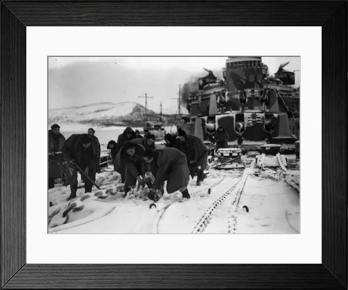 Framed Print : A British cruiser, part of the escort for a convoy to Russia. January 1942 Framed Print : A British cruiser, part of the escort for a convoy to Russia. January 1942