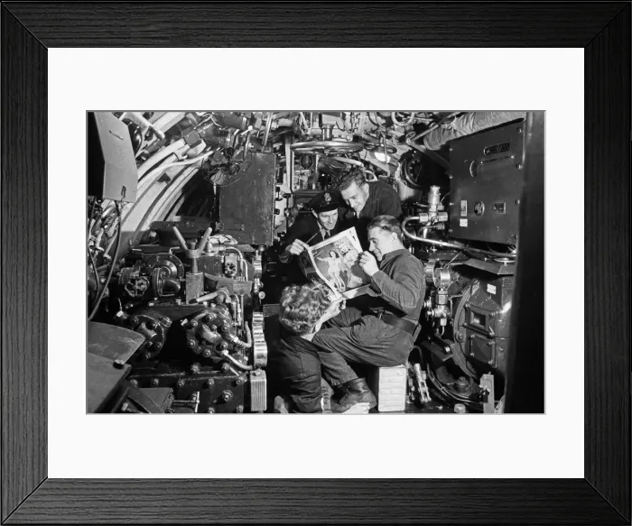 Framed Print : Submariners, pictured reading the Daily Mirrors Good Morning Newspaper Framed Print : Submariners, pictured reading the Daily Mirrors Good Morning Newspaper