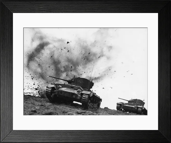 Framed Print : British Valentine tanks during a training exercise during the Second World War Framed Print : British Valentine tanks during a training exercise during the Second World War