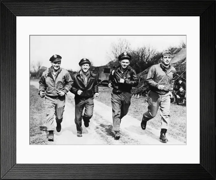 Framed Print : Four fighter pilots of the Ninth Air Force. Left to right: 1st Lt. William M Framed Print : Four fighter pilots of the Ninth Air Force. Left to right: 1st Lt. William M