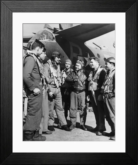 Framed Print : A US Ninth Air Force bomber station in England. Left to right: Sgt. Waldo W Framed Print : A US Ninth Air Force bomber station in England. Left to right: Sgt. Waldo W