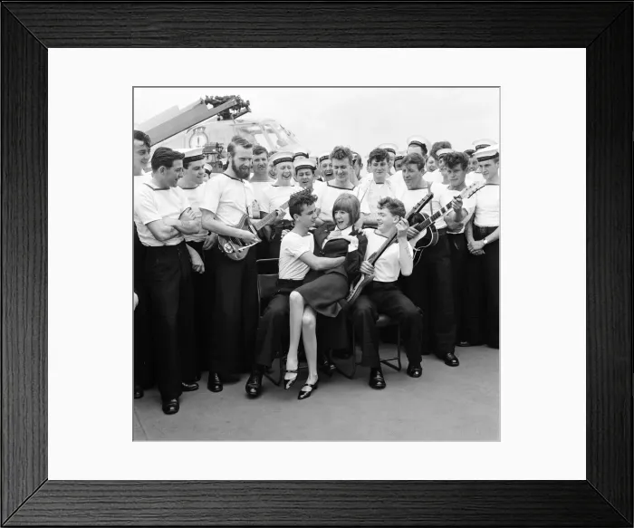 Framed Print : Pop singer Cilla Black visits the missile destroyer HMS London to open the closed circuit Framed Print : Pop singer Cilla Black visits the missile destroyer HMS London to open the closed circuit