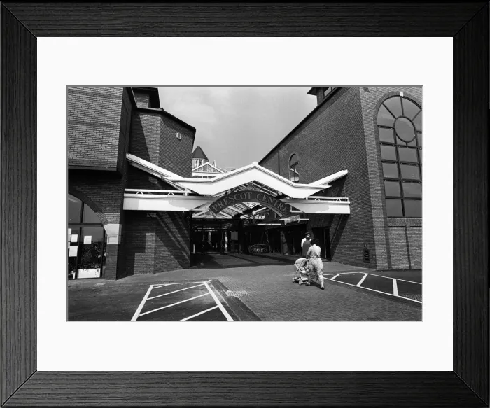 Framed Print : Prescot Shopping Arcade, Merseyside. 1st May 1990 Framed Print : Prescot Shopping Arcade, Merseyside. 1st May 1990