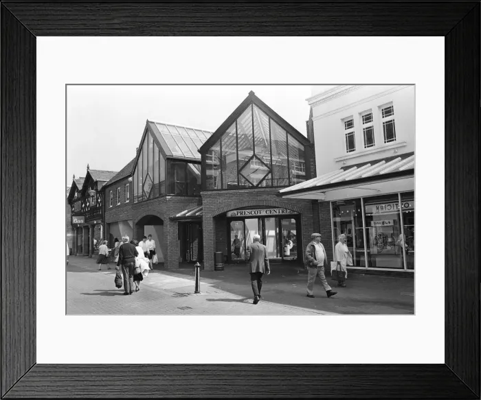 Framed Print : Prescot Shopping Arcade, Merseyside. 1st May 1990 Framed Print : Prescot Shopping Arcade, Merseyside. 1st May 1990