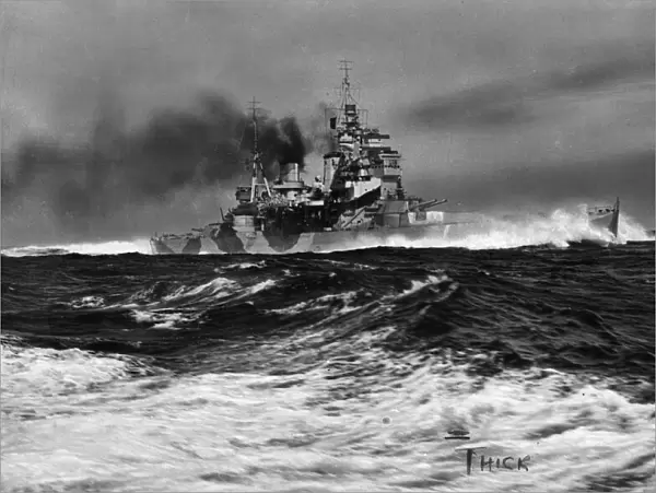 HMS Anson during passing out trials in the North Sea. June 1942