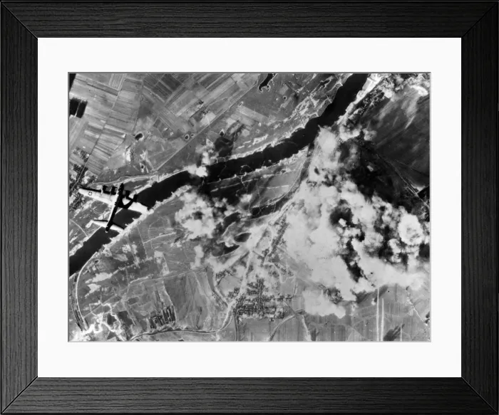 Framed Print : US Flying Fortresses attack the German underground oil storage depot at Derben Framed Print : US Flying Fortresses attack the German underground oil storage depot at Derben