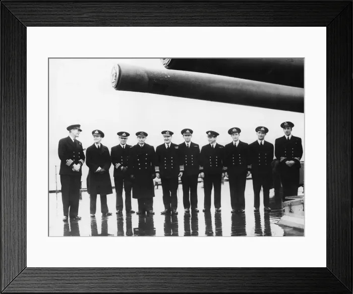 Framed Print : Admiral Sir Bruce Fraser on the quarterdeck of HMS Duke of York with the commanding