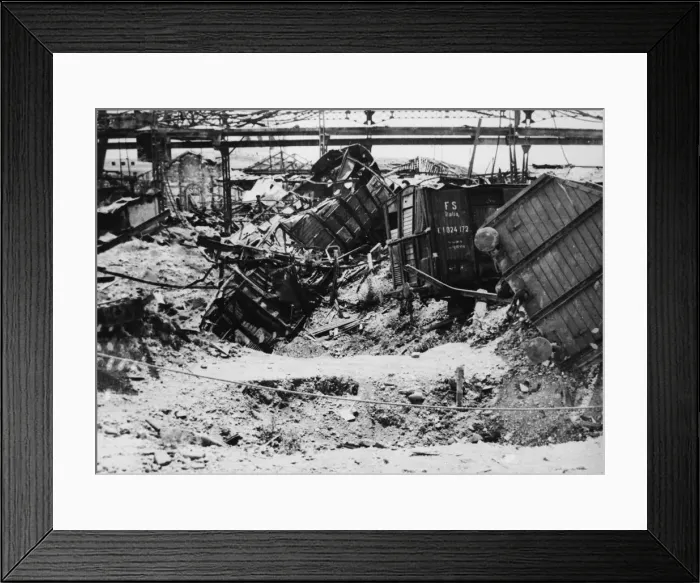 Framed Print : Nazi supply line bombed at Terni, Italy. (Picture Framed Print : Nazi supply line bombed at Terni, Italy. (Picture
