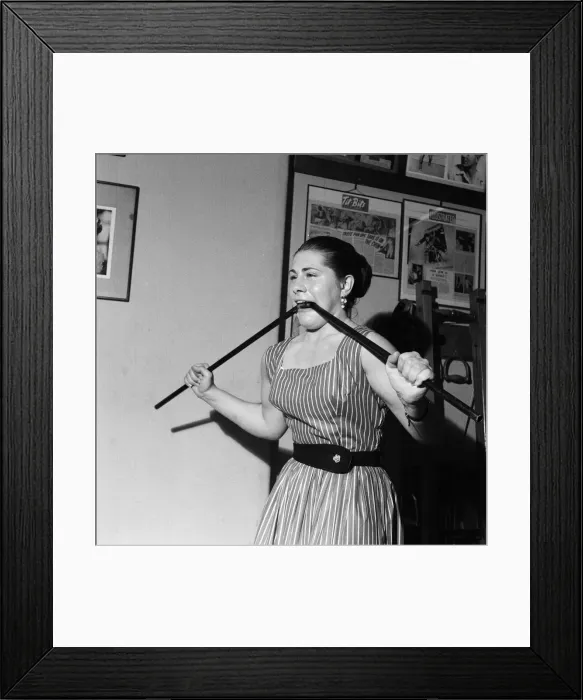 Framed Print : Margaret Maner, 17, a strong girl. 26th August 1955 Framed Print : Margaret Maner, 17, a strong girl. 26th August 1955