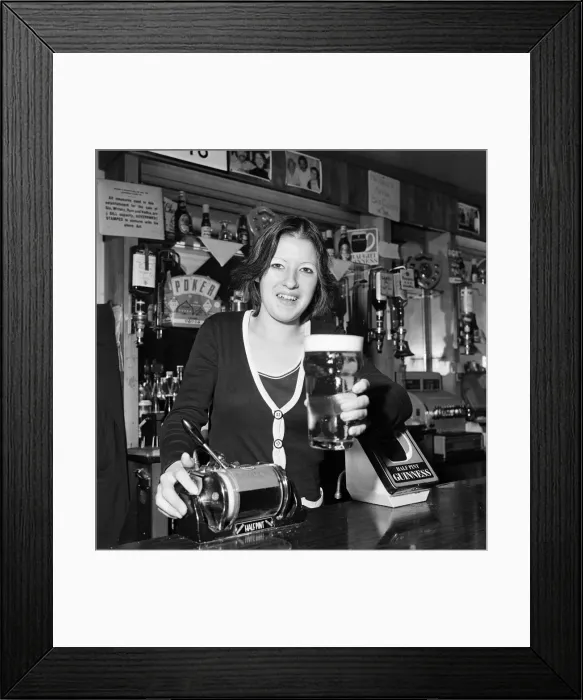 Framed Print : Barmaid, Pub, Middlesbrough, 1976, Barmaid of the Year Competition, Entrant Framed Print : Barmaid, Pub, Middlesbrough, 1976, Barmaid of the Year Competition, Entrant