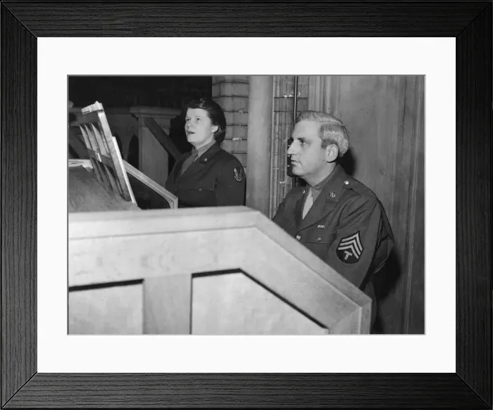 Framed Print : The United States Army Church team conduct afternoon service at Balham Congregational