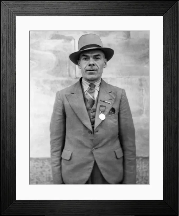 Framed Print : Major J W Keenan, the Cardiff Night Watchman who is employed by the Petroleum Board