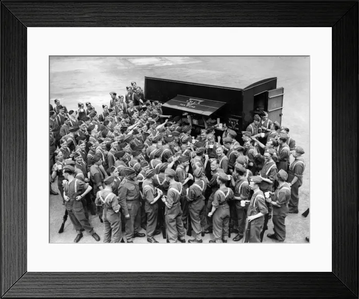 Framed Print : Tea being served in a London barracks. This photorgaph shows the great contribution in Framed Print : Tea being served in a London barracks. This photorgaph shows the great contribution in