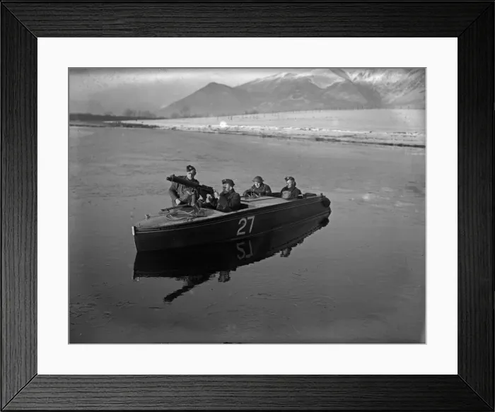 Framed Print : Army Guns. Training exercise. Picture shows a gun mounted on a boat, (numbered 27) Framed Print : Army Guns. Training exercise. Picture shows a gun mounted on a boat, (numbered 27)