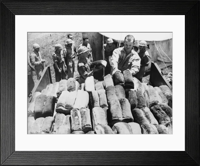 Framed Print : South African forces trek to East Africa. At this South African bakery thousands Framed Print : South African forces trek to East Africa. At this South African bakery thousands