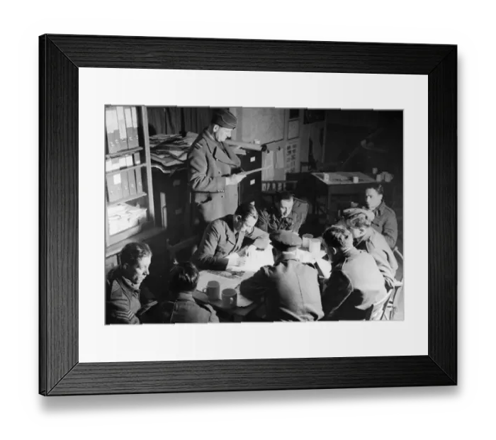 Framed Print : R. A. F. Lancaster crew after a raid on Berlin over the course of 22nd and 23rd March 1944