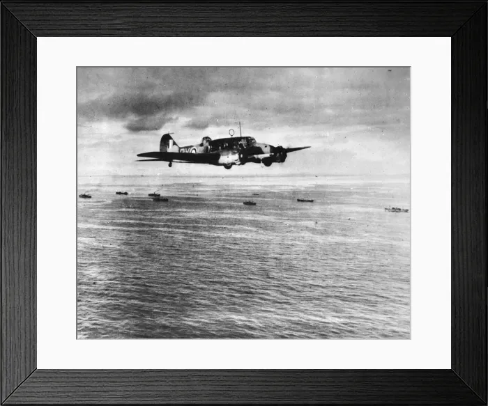 Framed Print : Avro Anson in action for Coastal Command. Its role was to spot enemy aircraft