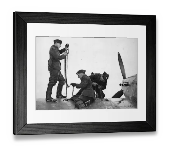 Framed Print : Reloading the guns of a Hurricane Fighter of Burma squadron Framed Print : Reloading the guns of a Hurricane Fighter of Burma squadron