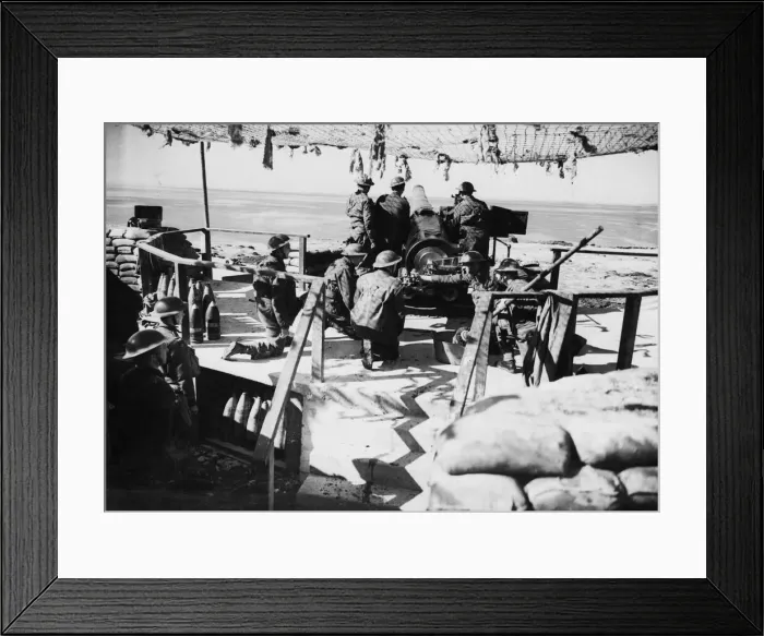 Framed Print : A close up of a 6 naval gun guarding the coast of Iceland during the Second World Framed Print : A close up of a 6 naval gun guarding the coast of Iceland during the Second World