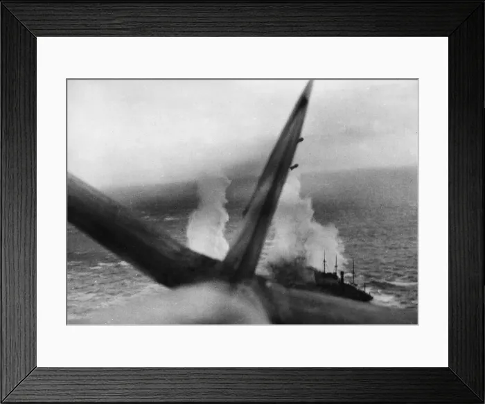 Framed Print : RAF Coastal Command Beaufighters attack enemy shipping in the waters of the North Sea off Framed Print : RAF Coastal Command Beaufighters attack enemy shipping in the waters of the North Sea off