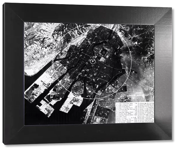 Hiroshima bomb damage from aerial reconnaissance. Circa September 1945