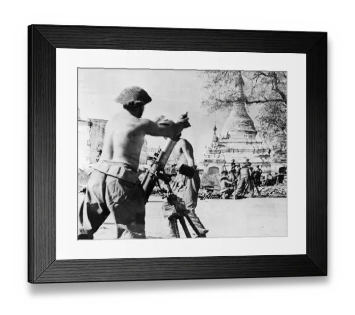 Framed Print : British mortar team during the attack to capture Meiktila. Circa February 1945 Framed Print : British mortar team during the attack to capture Meiktila. Circa February 1945