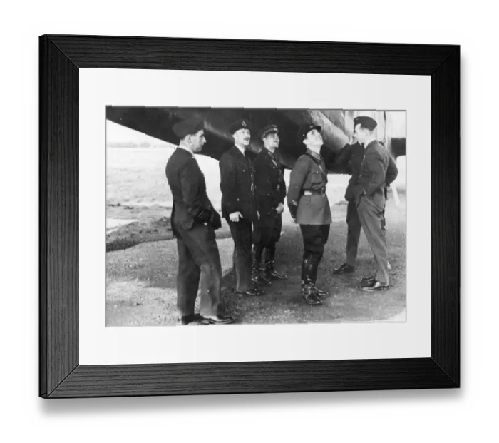 Framed Print : R. A. F. Officers explain to the Russian officers of the Russian Military Delegation on a