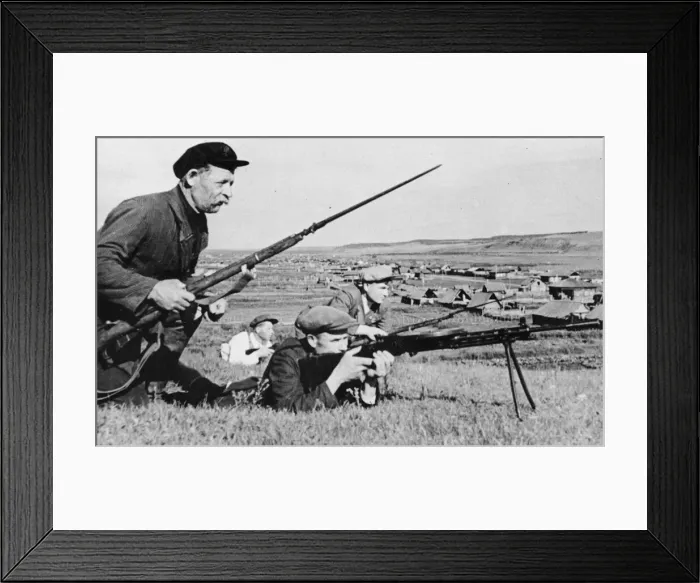 Framed Print : Russian guerilla fighters. This picture taken when Russia had joined Framed Print : Russian guerilla fighters. This picture taken when Russia had joined