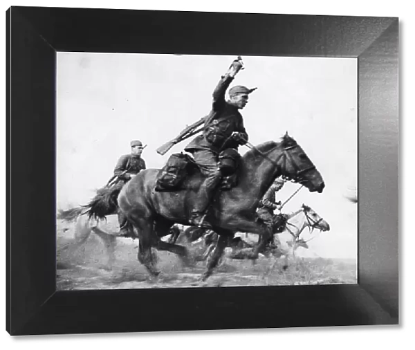 Russian cavalry on the attack. This picture taken when Russia had joined the Allies