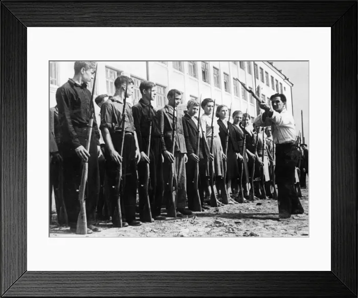 Framed Print : Russian students receiving bayonet training. This picture taken when Russia