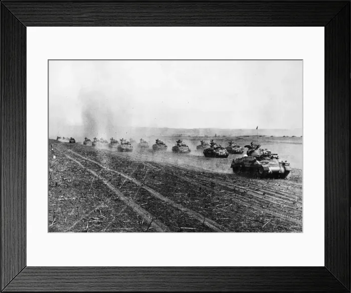 Framed Print : A British Armoured Brigade in the Middle East, inspected by the General officer Framed Print : A British Armoured Brigade in the Middle East, inspected by the General officer