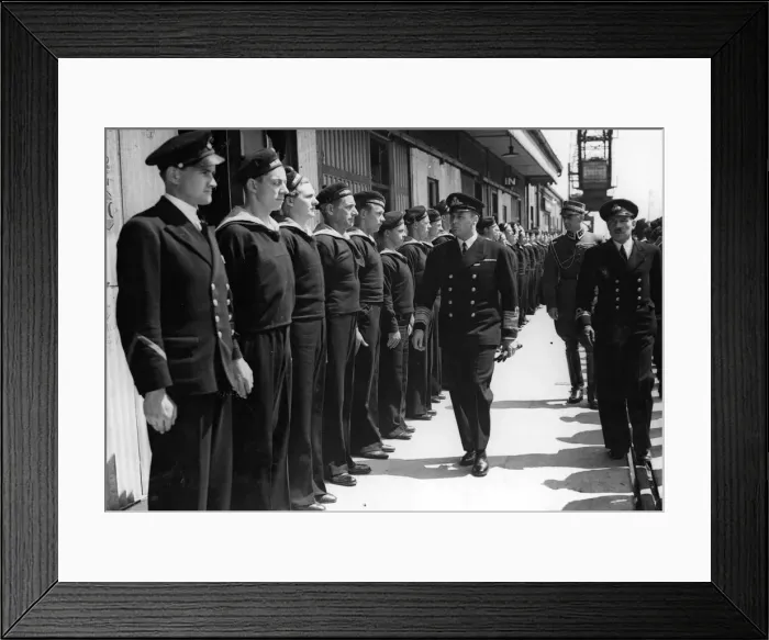 Framed Print : HRH Crown Prince Olaf of Norway visits the Norwegian ML Flotilla at a British port Framed Print : HRH Crown Prince Olaf of Norway visits the Norwegian ML Flotilla at a British port