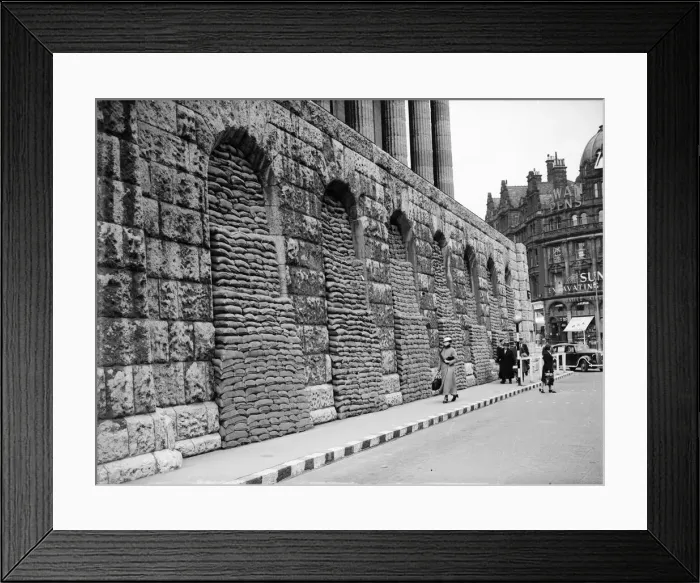 Framed Print : Birmingham Town Hall is now heavily sandbagged on all sides Framed Print : Birmingham Town Hall is now heavily sandbagged on all sides