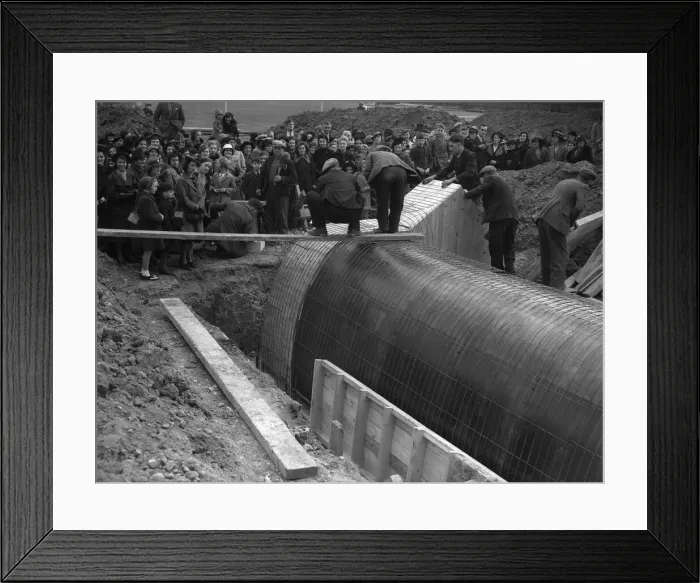 Framed Print : Shelters for Schools. Parents watch the construction of one of the air raid shelters Framed Print : Shelters for Schools. Parents watch the construction of one of the air raid shelters