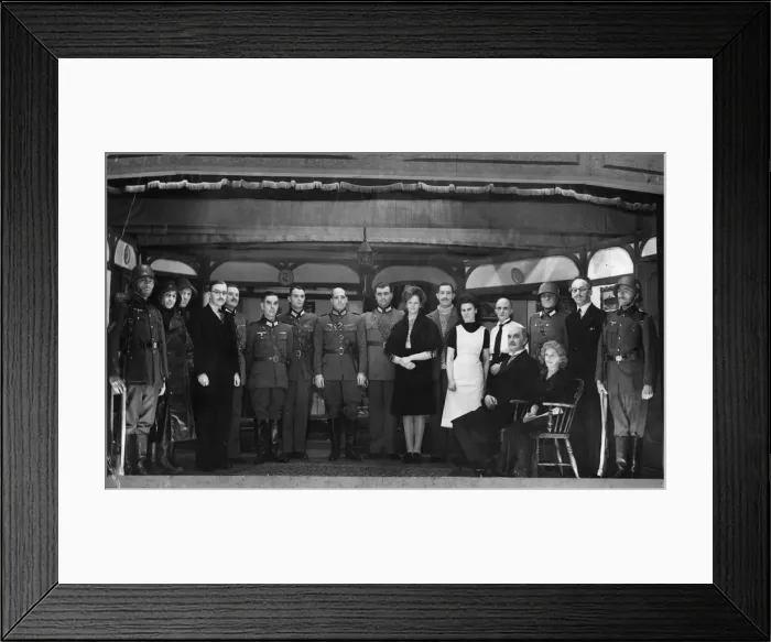 Framed Print : The cast of the play The Moon Is Down'which was given by an RAF Amateur