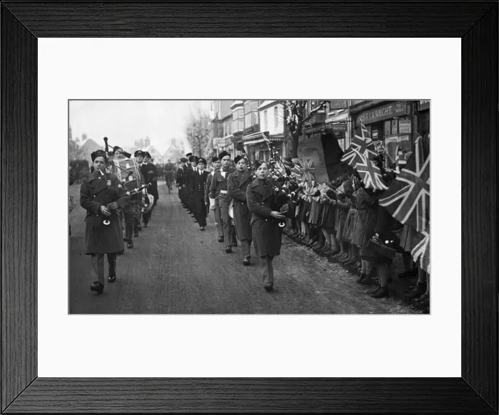 Framed Print : The band of an Army Technical School leads the parade of Officers Framed Print : The band of an Army Technical School leads the parade of Officers